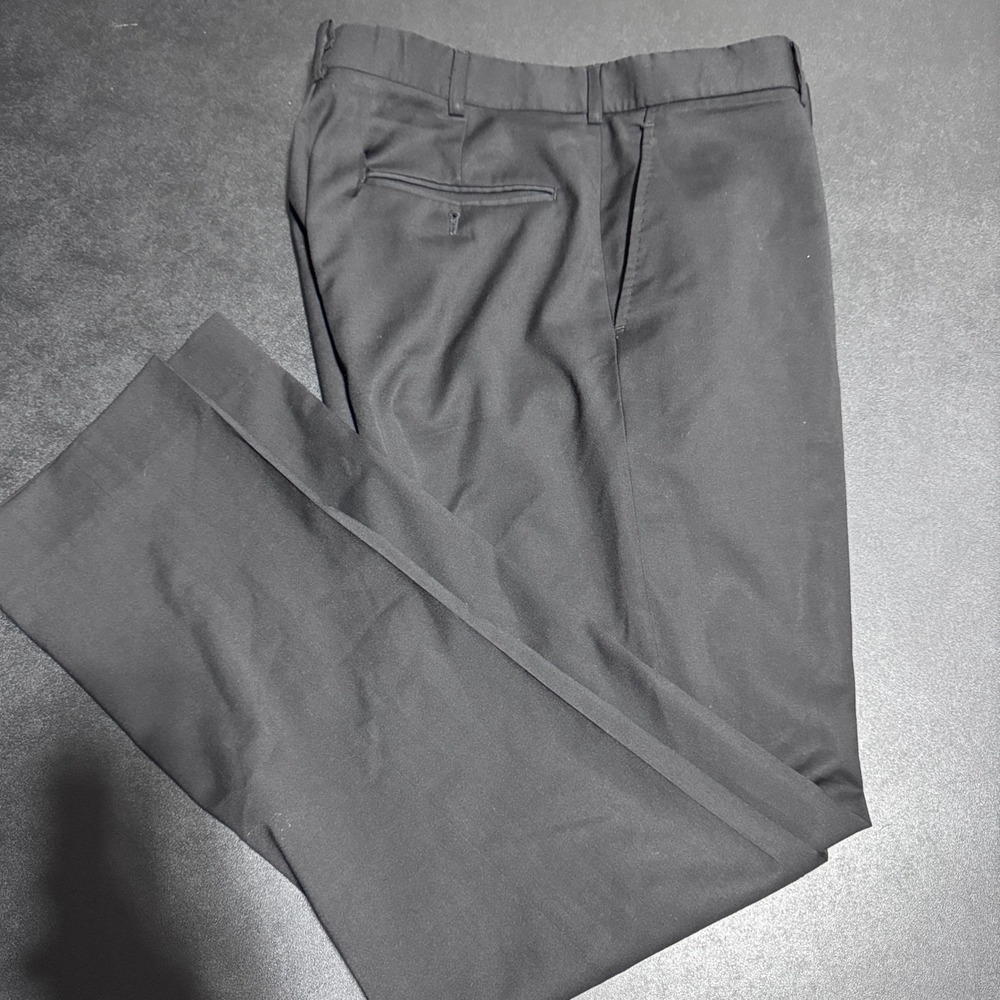 Ralph Lauren Dress Pants Mens 33 Black Solid Flat Front Trousers